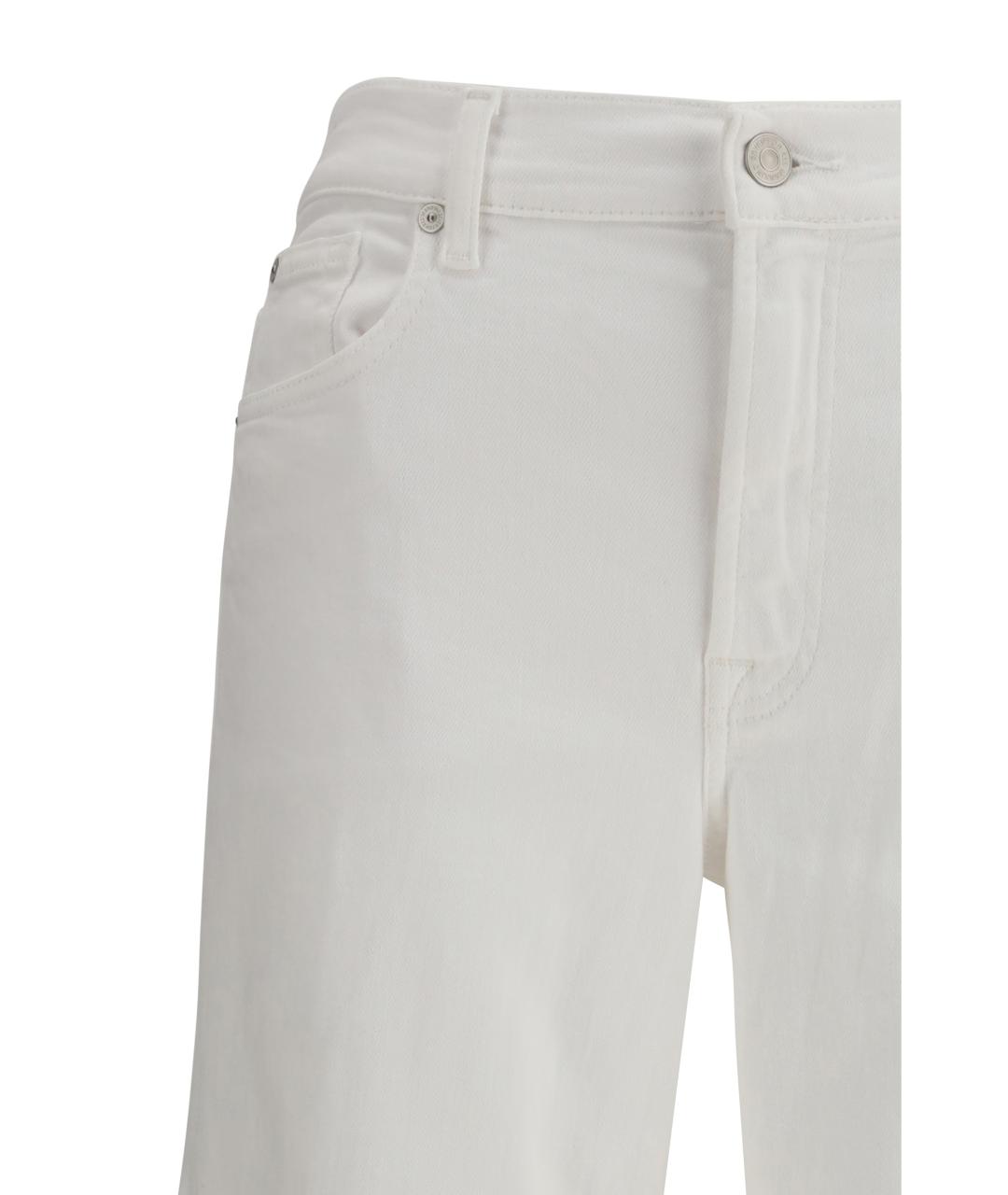 7 FOR ALL MANKIND Белые хлопковые прямые джинсы, фото 3