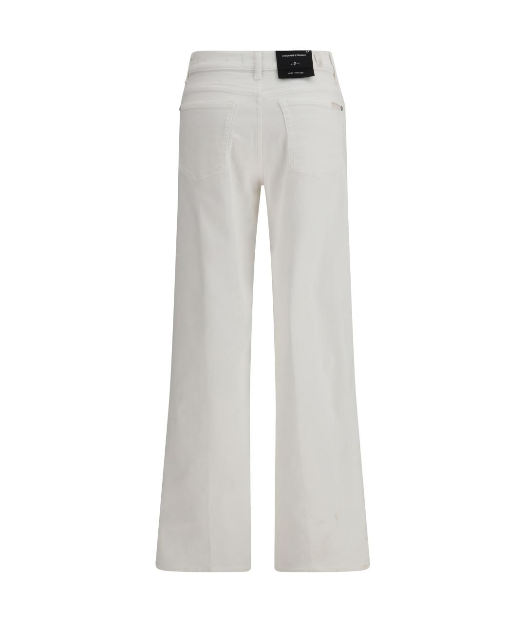 7 FOR ALL MANKIND Белые хлопковые прямые джинсы, фото 2