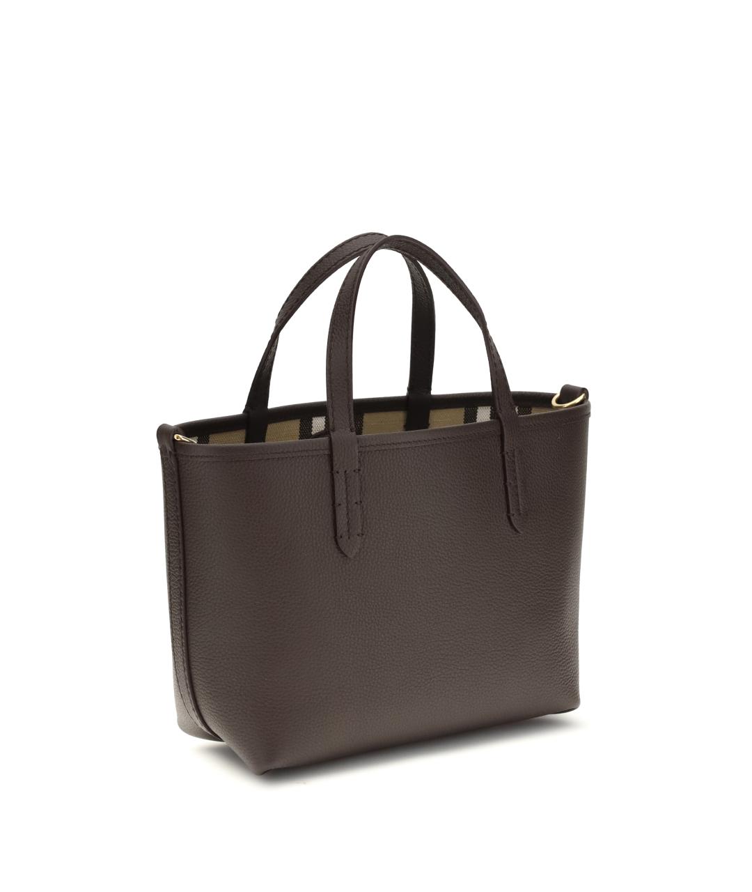 BURBERRY Коричневая кожаная сумка тоут, фото 3