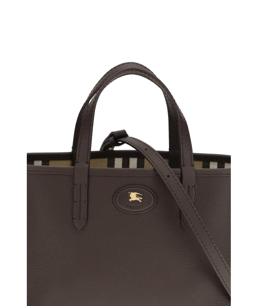 BURBERRY Коричневая кожаная сумка тоут, фото 4