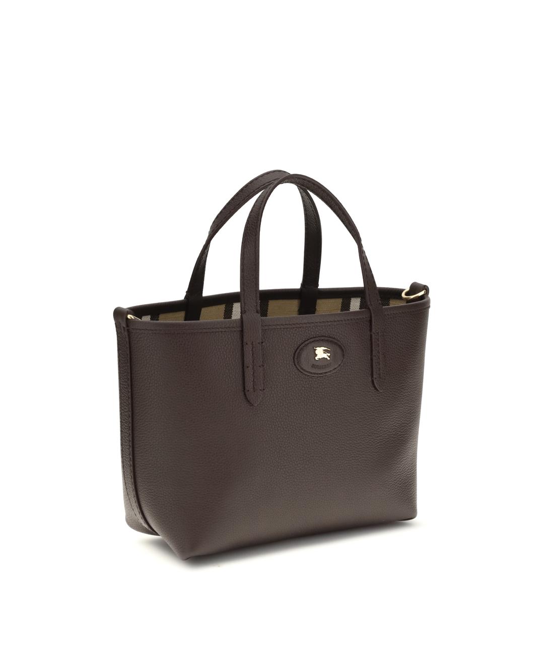 BURBERRY Коричневая кожаная сумка тоут, фото 2