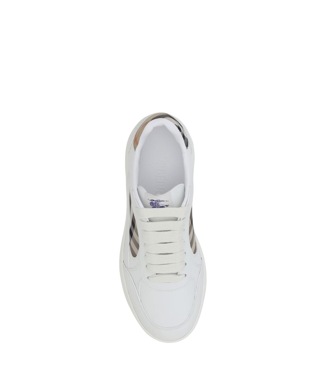 BURBERRY Белые кожаные низкие кроссовки / кеды, фото 4