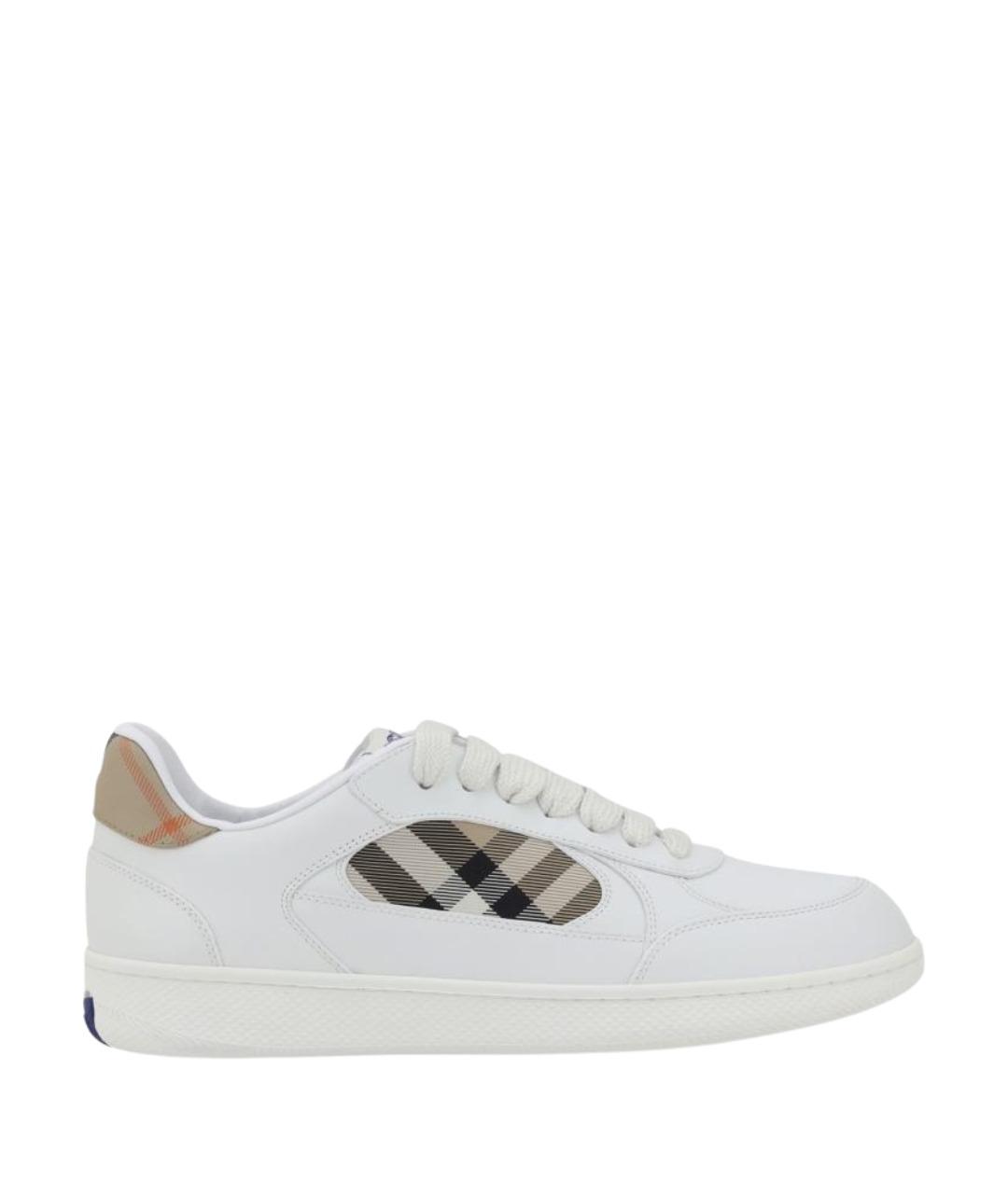 BURBERRY Белые кожаные низкие кроссовки / кеды, фото 1