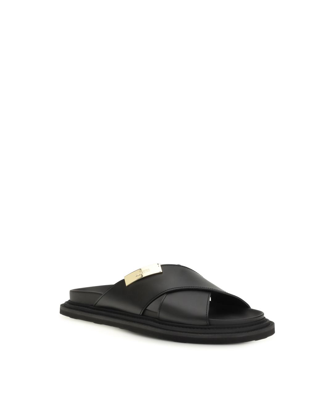 MOSCHINO Черные кожаные шлепанцы, фото 2