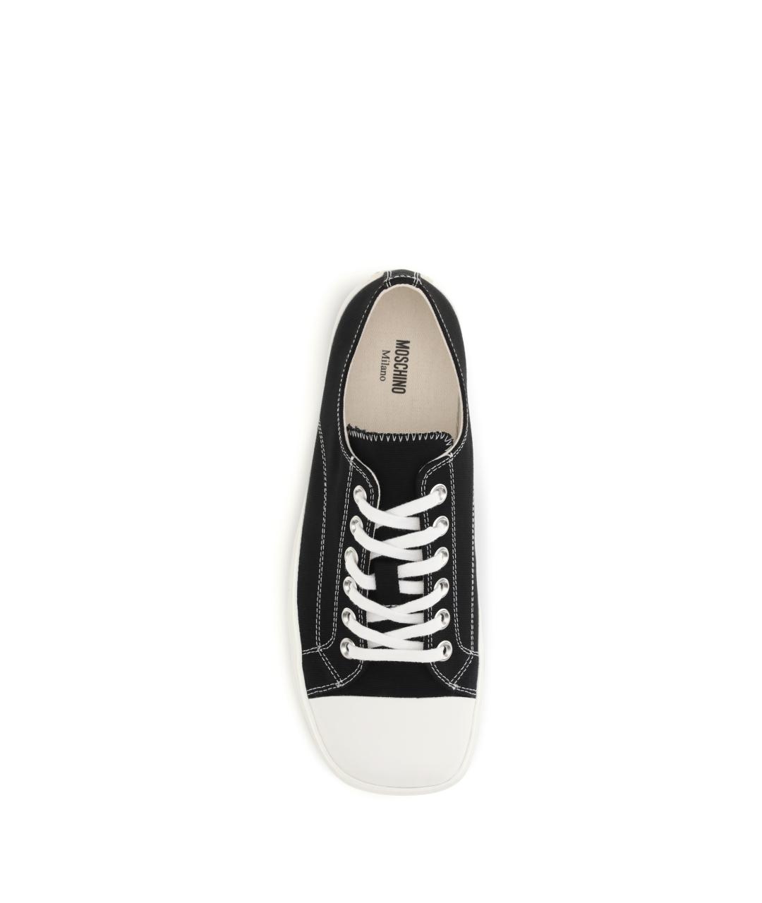MOSCHINO Черные текстильные низкие кроссовки / кеды, фото 4