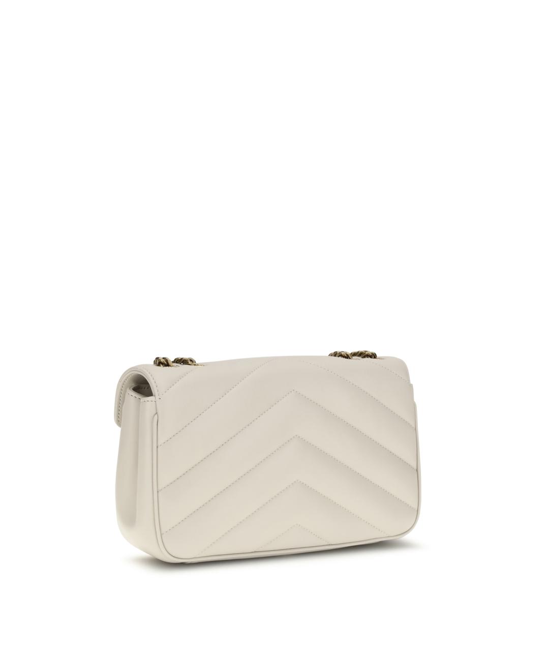 SAINT LAURENT Белая кожаная сумка через плечо, фото 3