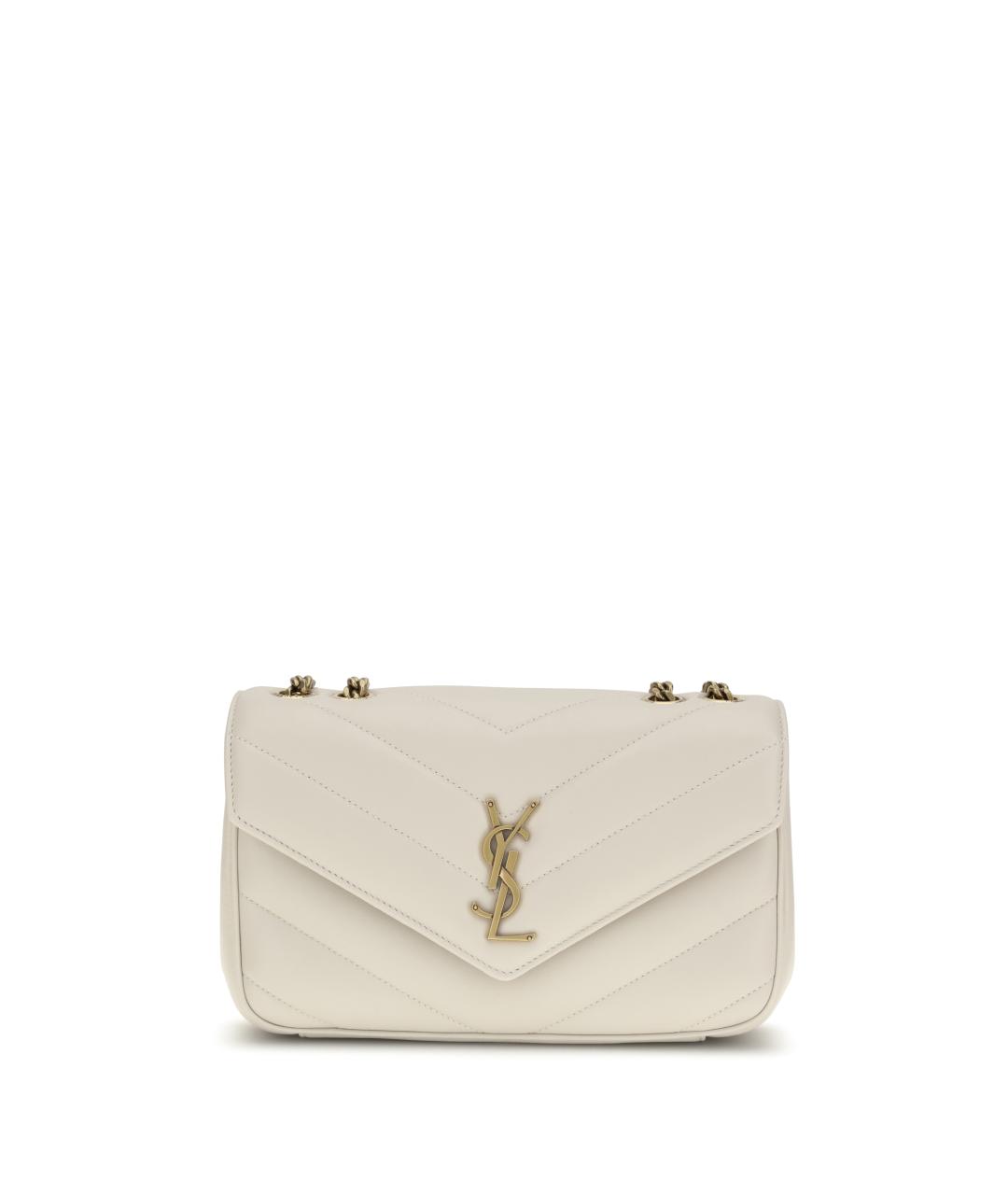 SAINT LAURENT Белая кожаная сумка через плечо, фото 1