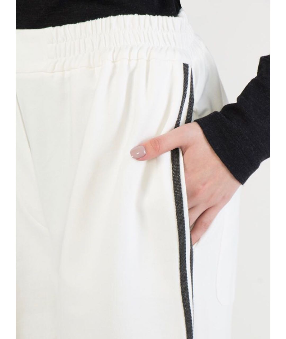 BRUNELLO CUCINELLI Бежевые хлопко-эластановые брюки широкие, фото 5