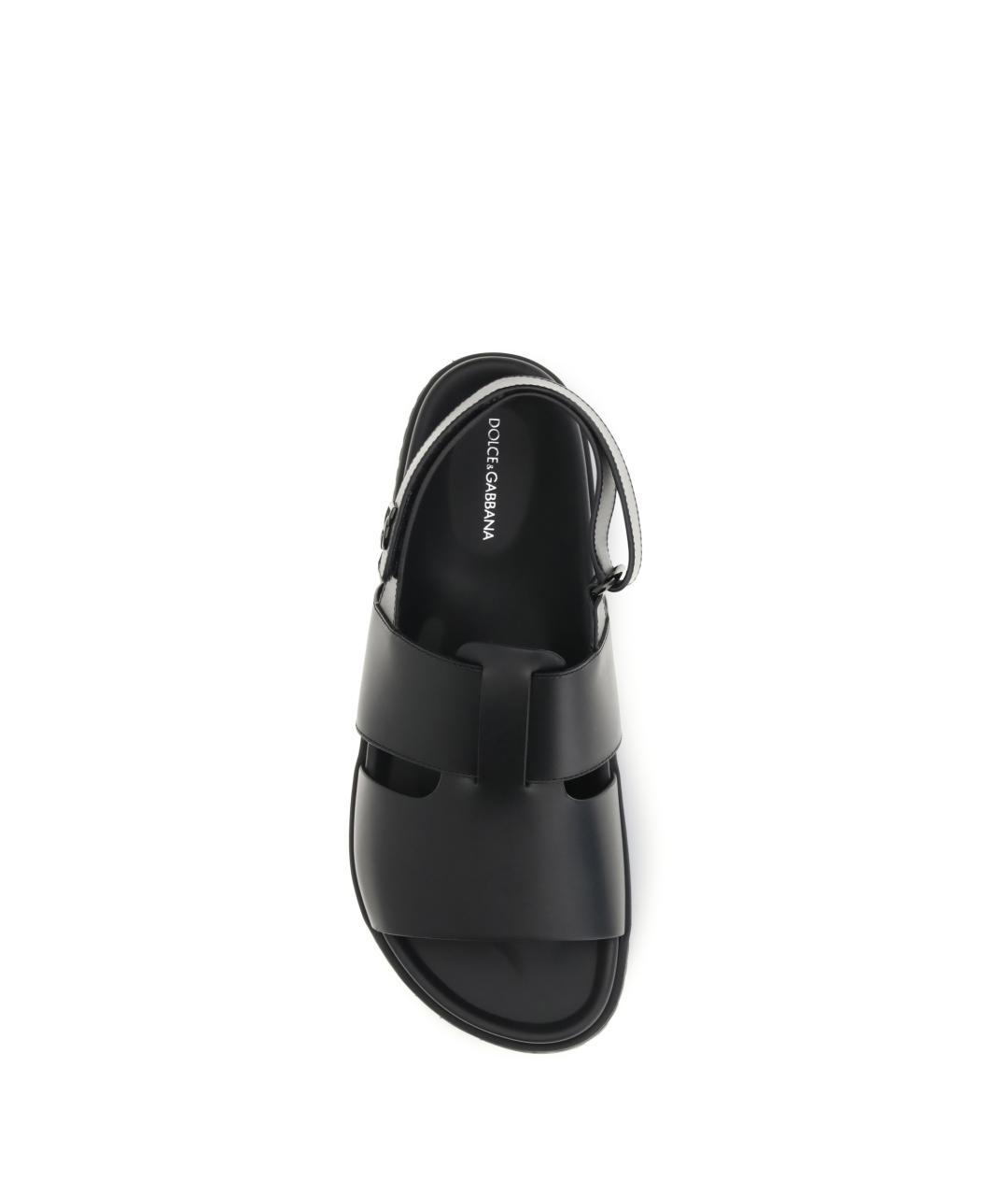 DOLCE&GABBANA Черные кожаные сандалии, фото 4