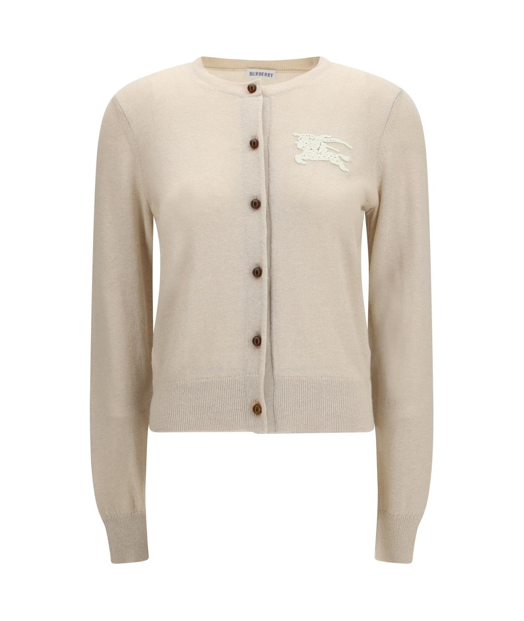 BURBERRY Бежевый полиэстеровый кардиган, фото 1