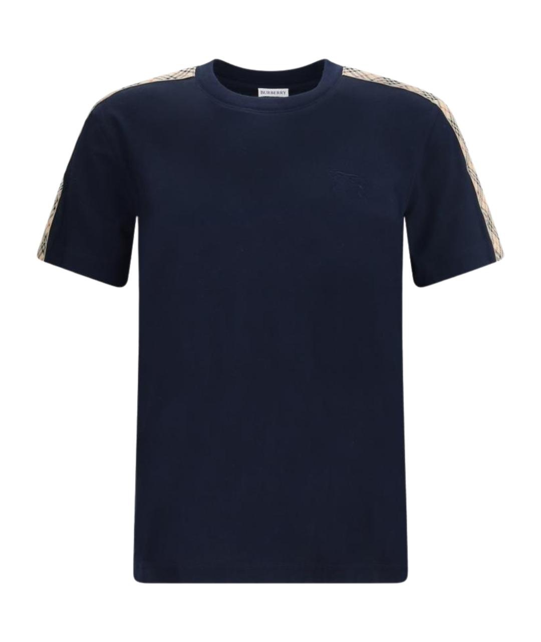 BURBERRY Темно-синяя хлопковая футболка, фото 1