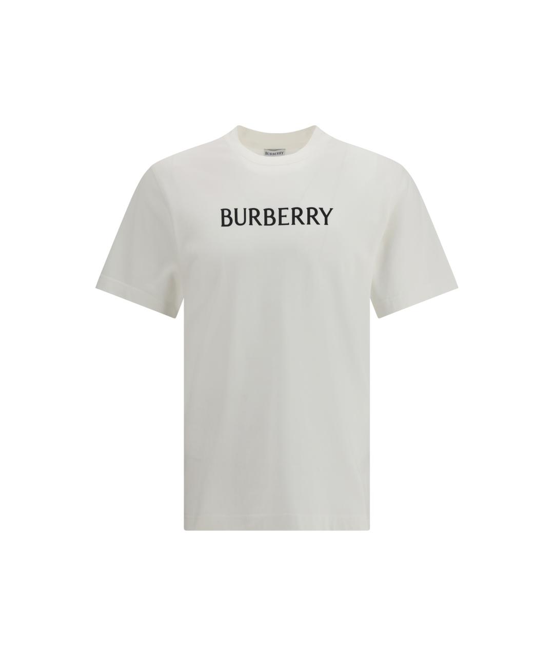 BURBERRY Белая хлопковая футболка, фото 4
