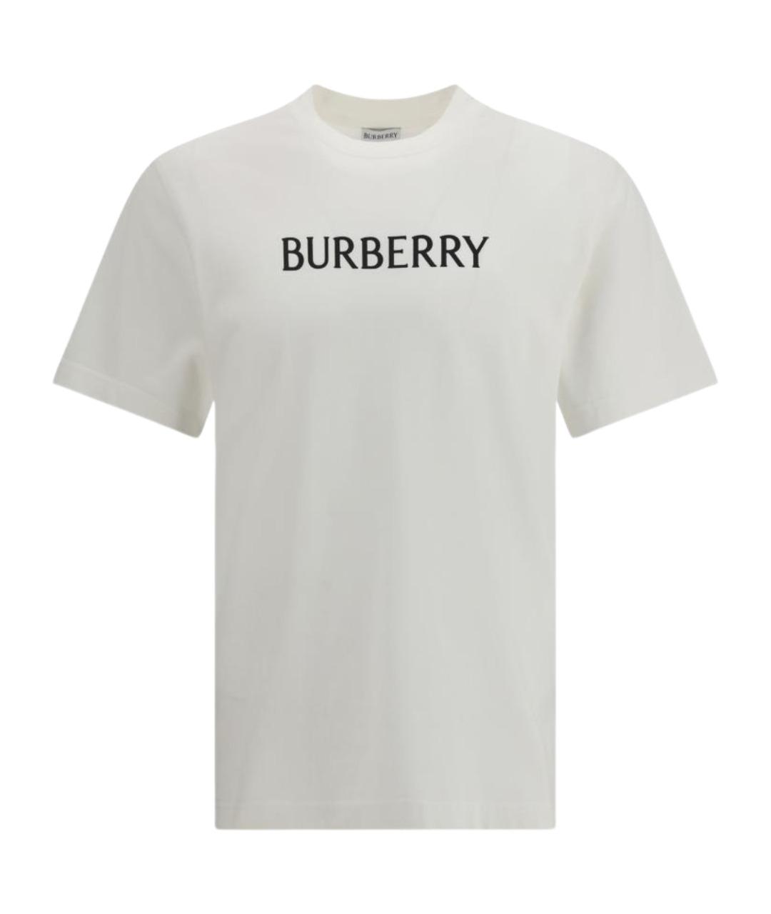 BURBERRY Белая хлопковая футболка, фото 1
