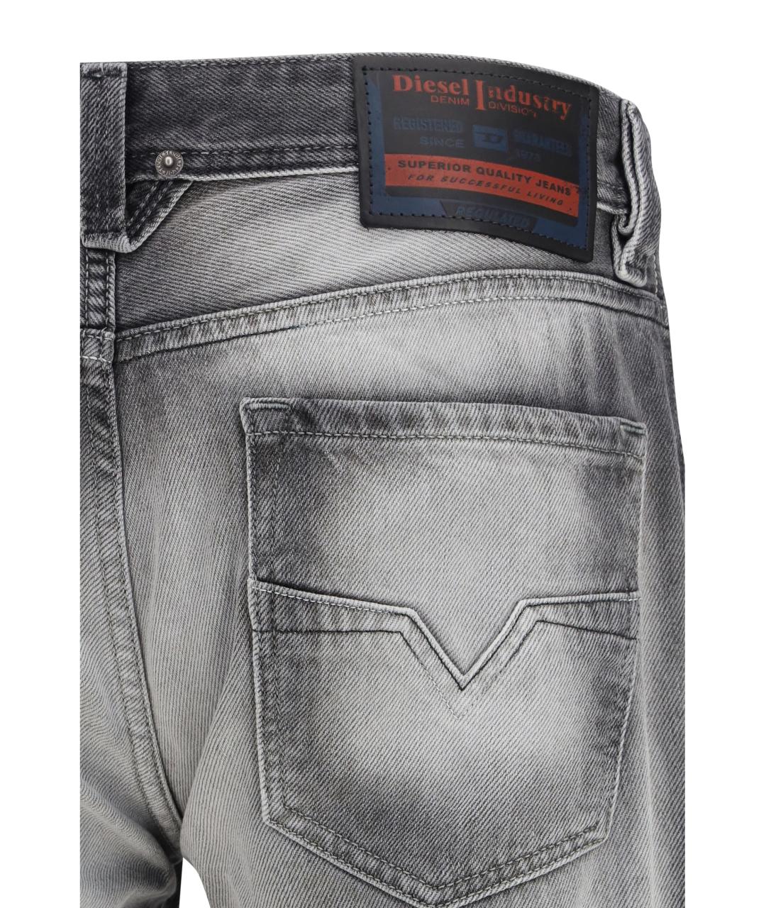 DIESEL Серые хлопко-эластановые прямые джинсы, фото 3