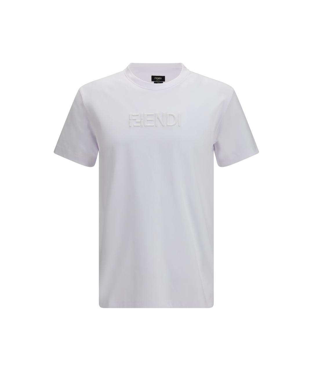 FENDI Белая хлопковая футболка, фото 4