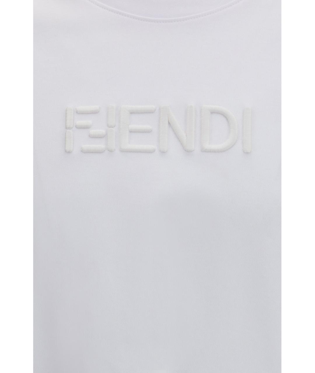 FENDI Белая хлопковая футболка, фото 3