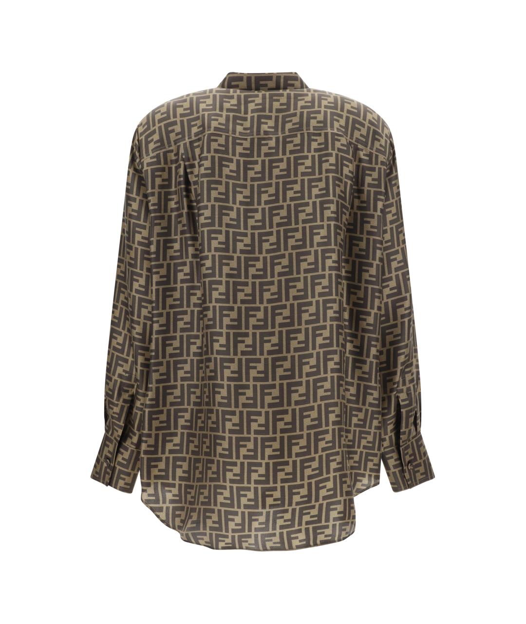 FENDI Коричневая шелковая рубашка, фото 2