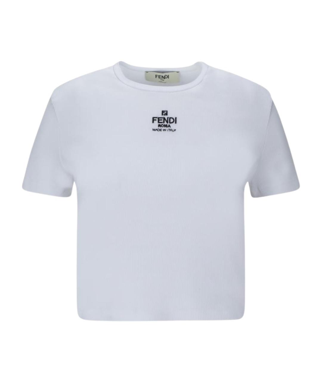 FENDI Белая хлопко-эластановая футболка, фото 1
