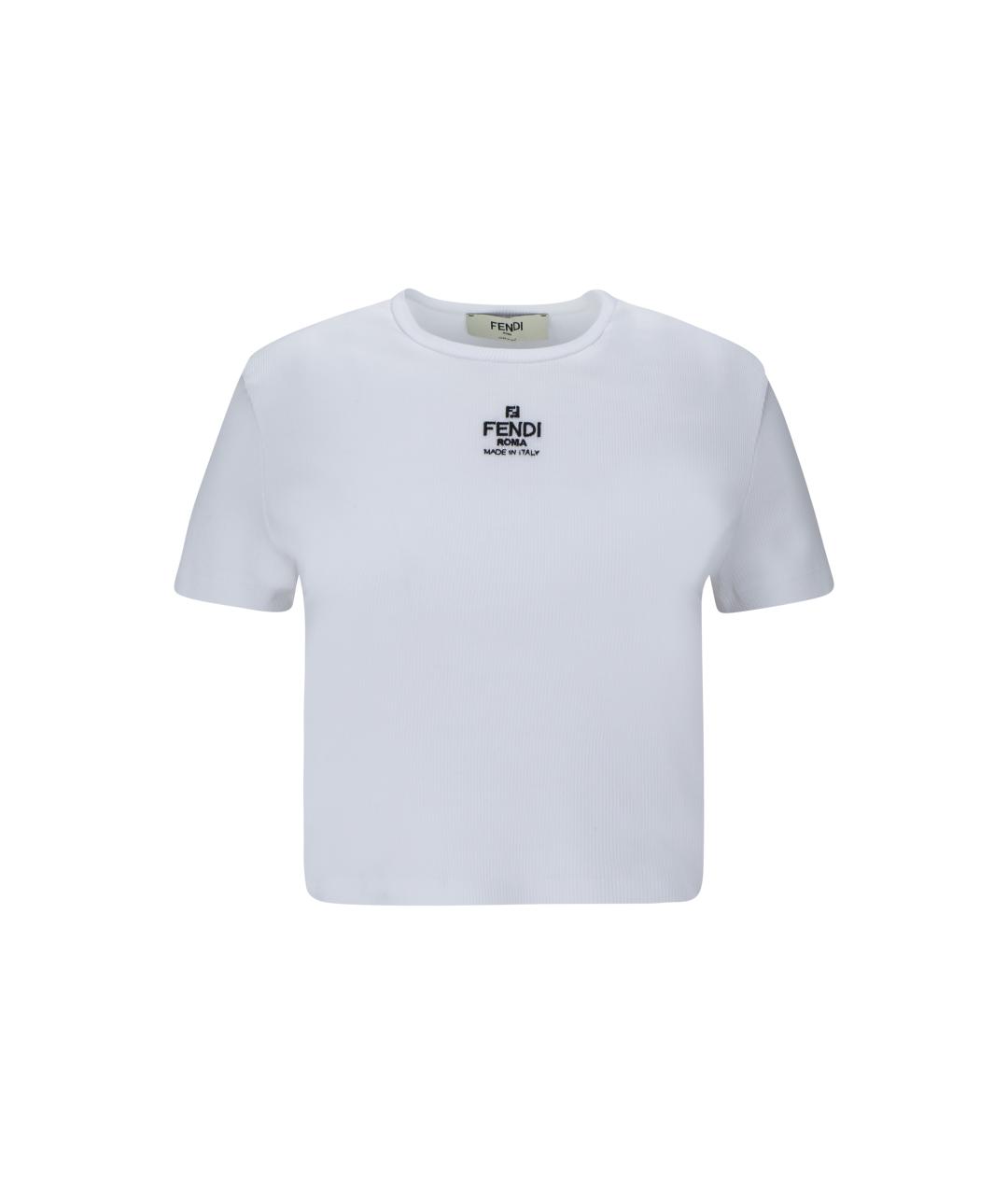 FENDI Белая хлопко-эластановая футболка, фото 4