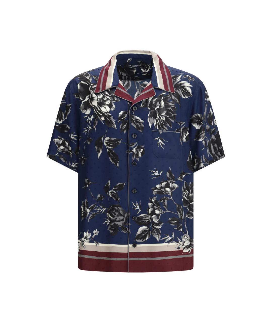 DOLCE&GABBANA Темно-синяя шелковая кэжуал рубашка, фото 1