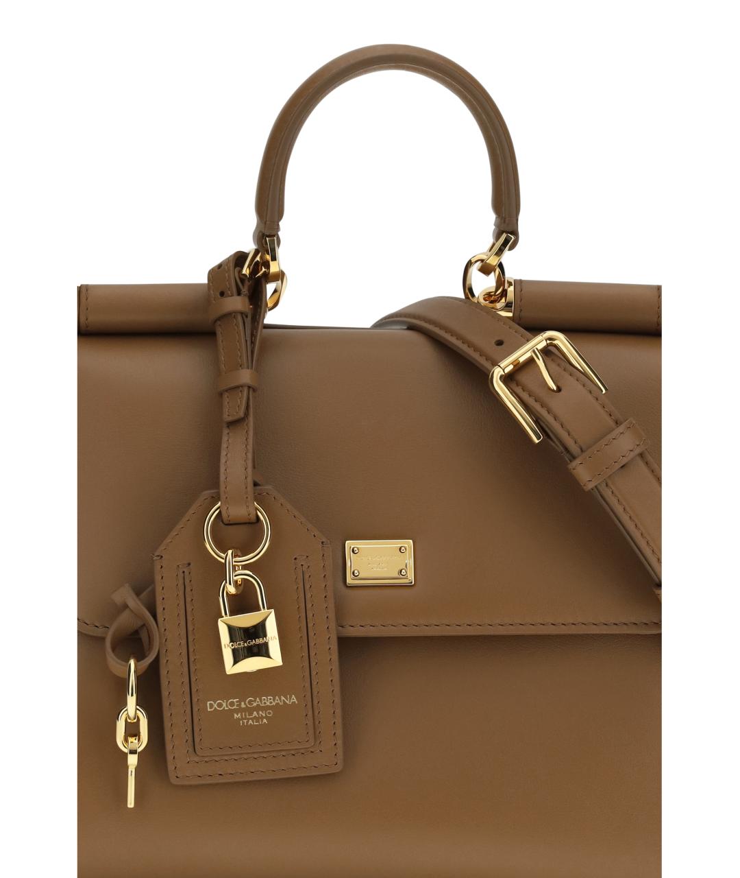 DOLCE&GABBANA Коричневая кожаная сумка тоут, фото 4