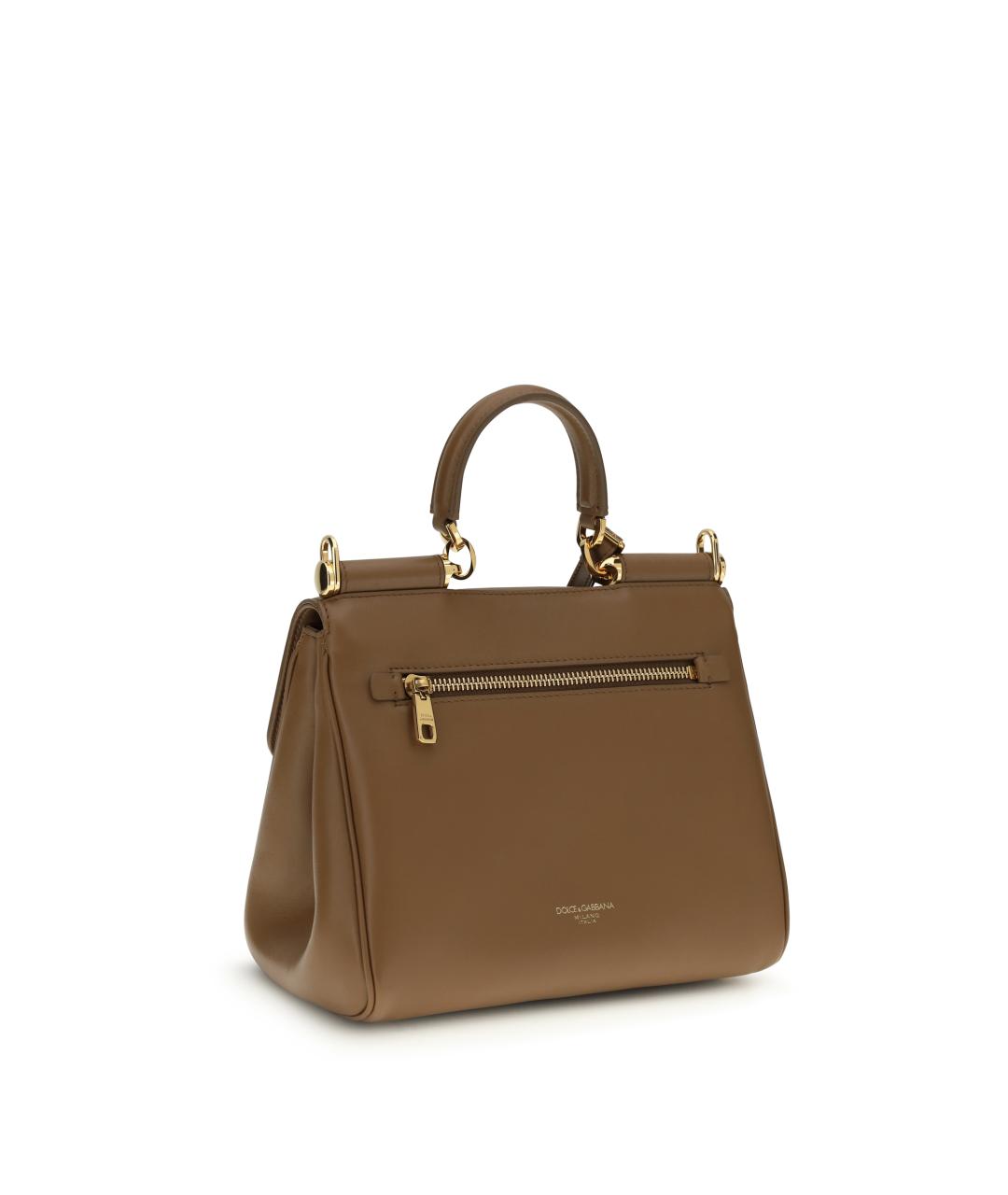 DOLCE&GABBANA Коричневая кожаная сумка тоут, фото 3