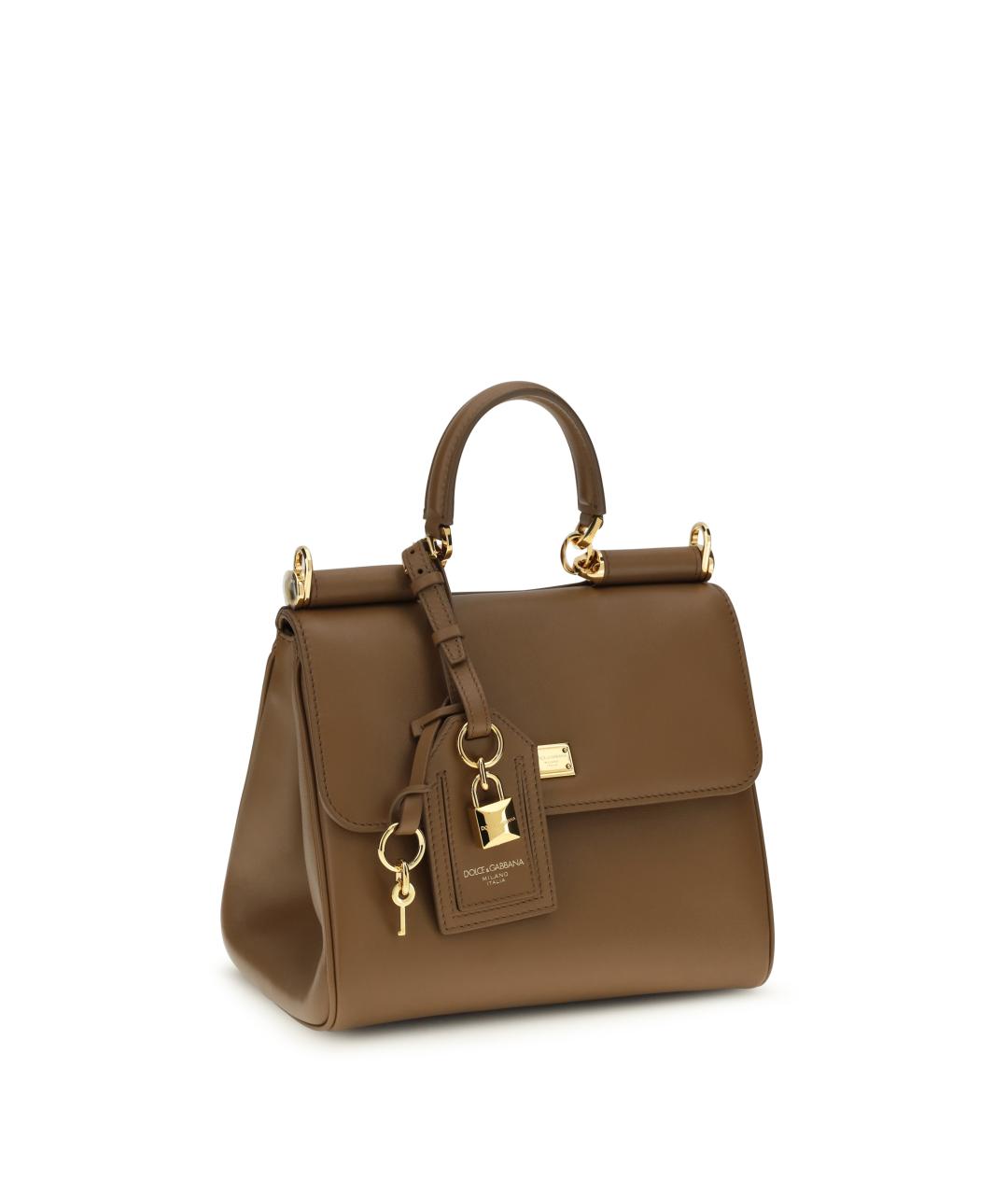 DOLCE&GABBANA Коричневая кожаная сумка тоут, фото 2