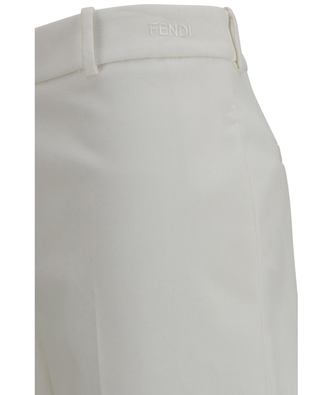 FENDI Белые хлопковые прямые брюки, фото 3