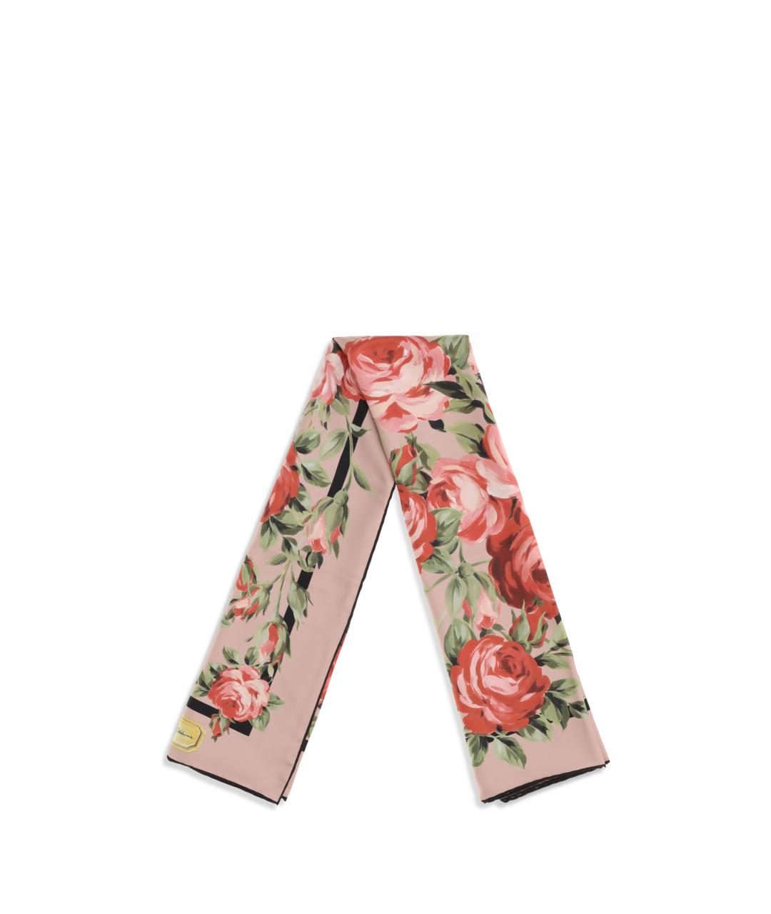 DOLCE&GABBANA Розовый шелковый шарф, фото 2