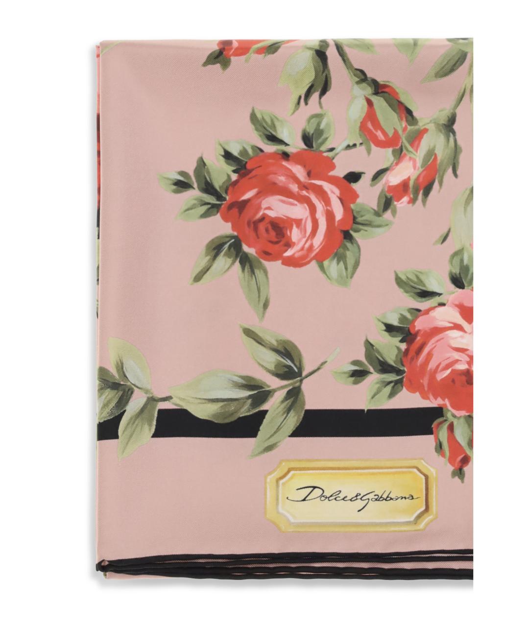 DOLCE&GABBANA Розовый шелковый шарф, фото 3