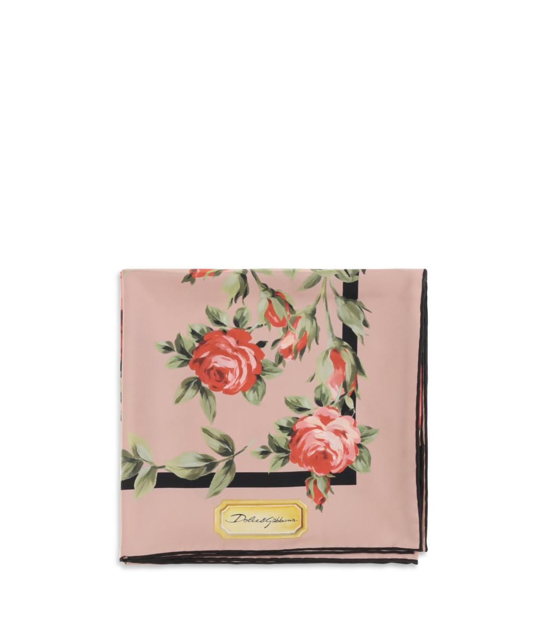 DOLCE&GABBANA Розовый шелковый шарф, фото 4
