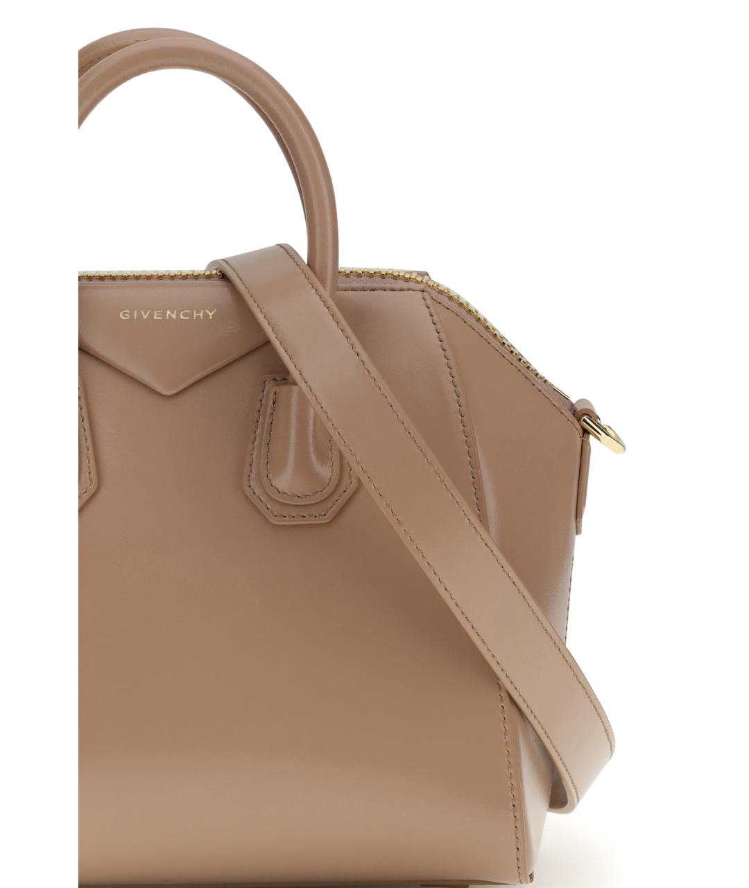 GIVENCHY Бежевая кожаная сумка с короткими ручками, фото 4