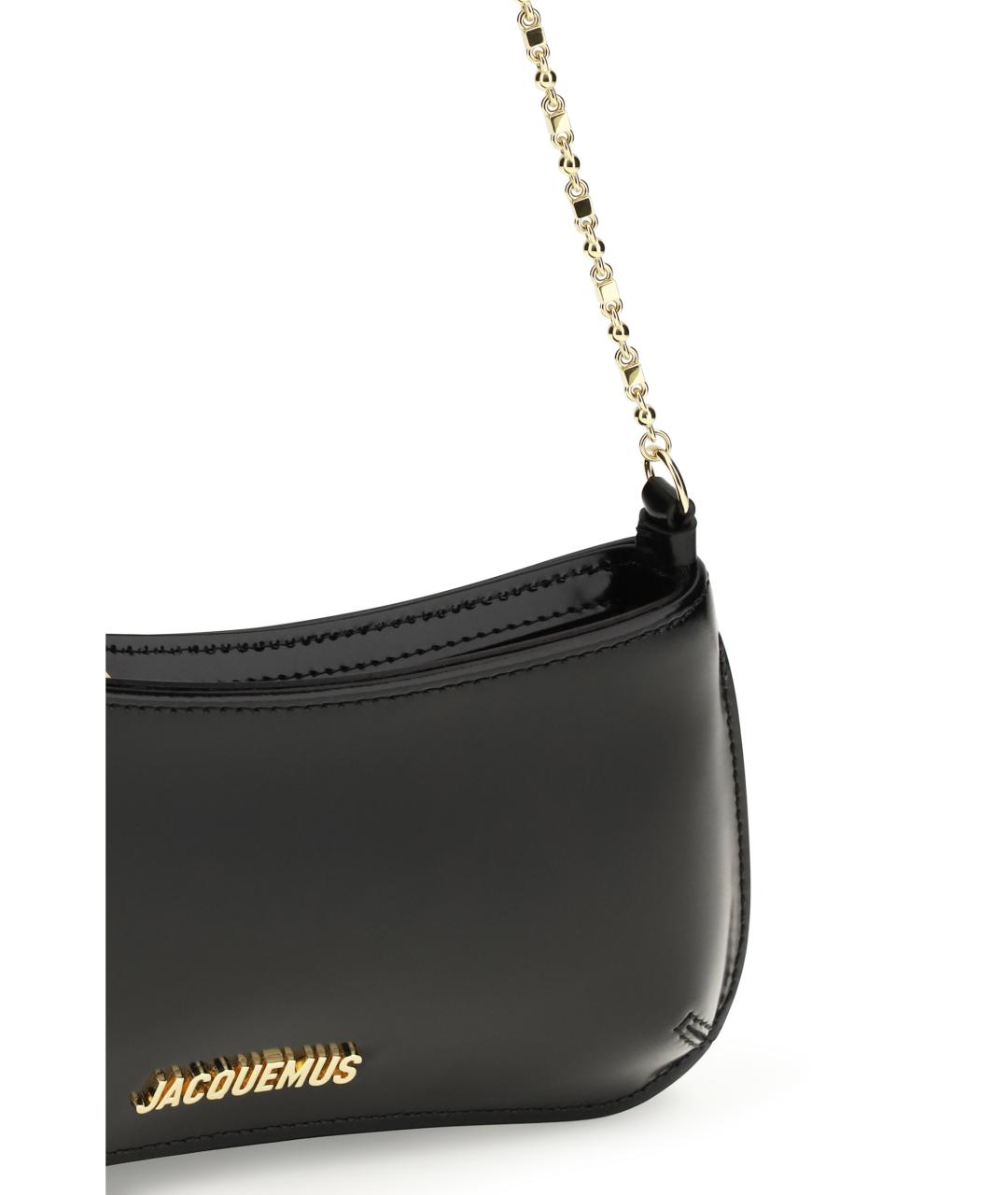 JACQUEMUS Черная кожаная сумка через плечо, фото 4