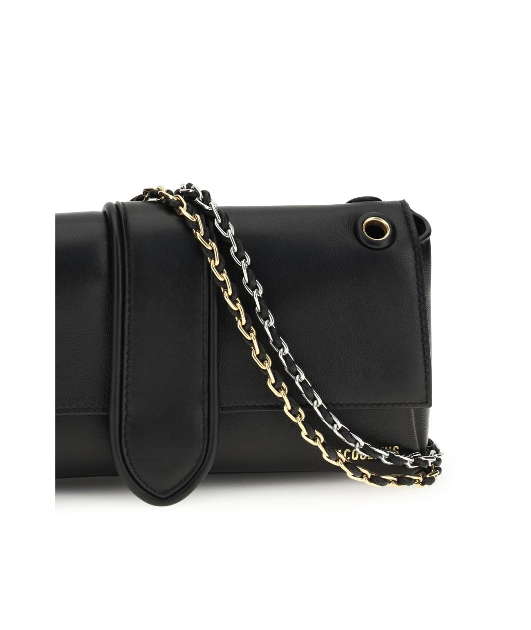 JACQUEMUS Черная кожаная сумка через плечо, фото 4