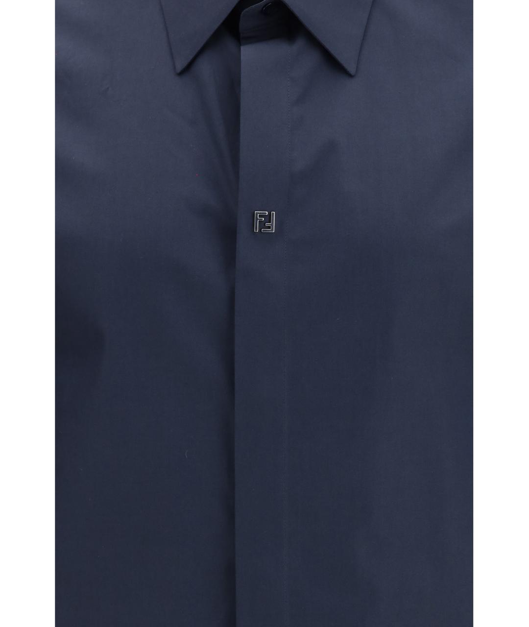 FENDI Темно-синяя хлопковая классическая рубашка, фото 3