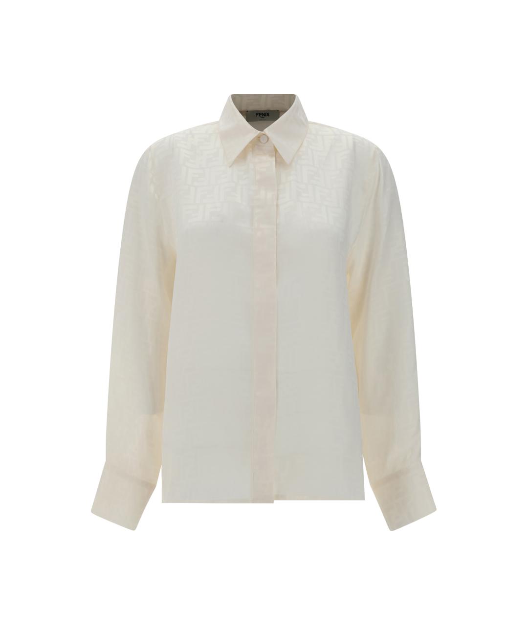 FENDI Бежевая шелковая рубашка, фото 1