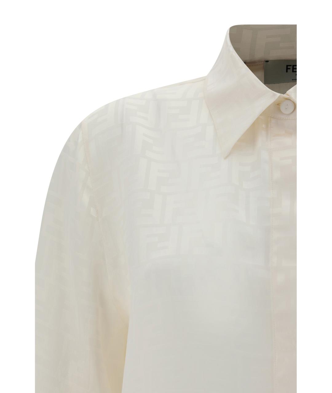 FENDI Бежевая шелковая рубашка, фото 3
