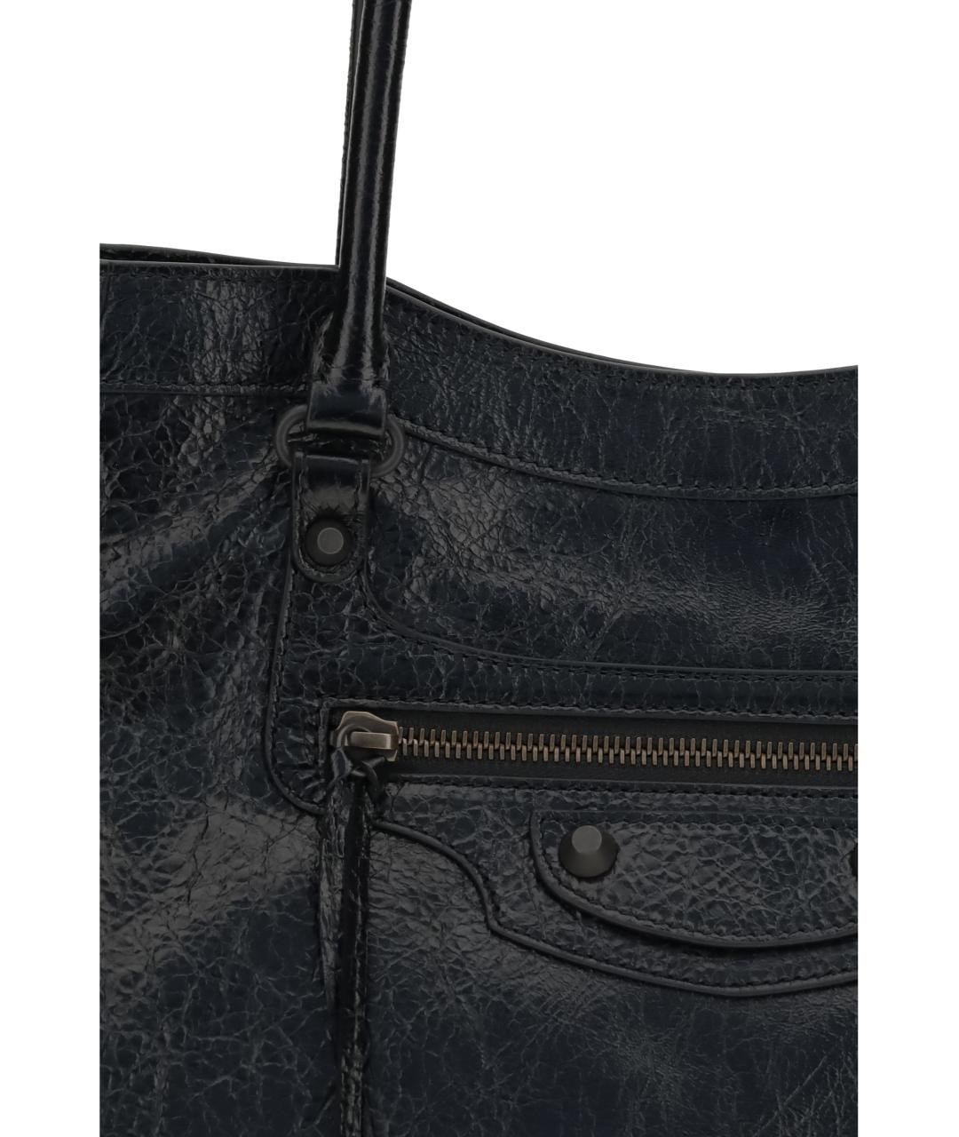 BALENCIAGA Черная кожаная сумка тоут, фото 4