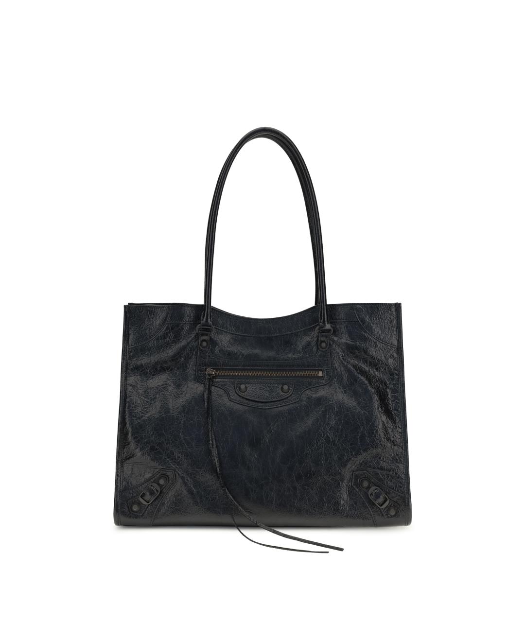 BALENCIAGA Черная кожаная сумка тоут, фото 1