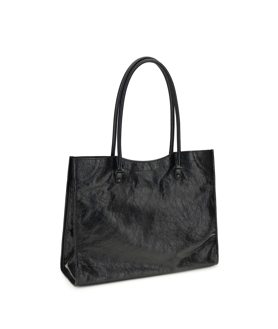 BALENCIAGA Черная кожаная сумка тоут, фото 3