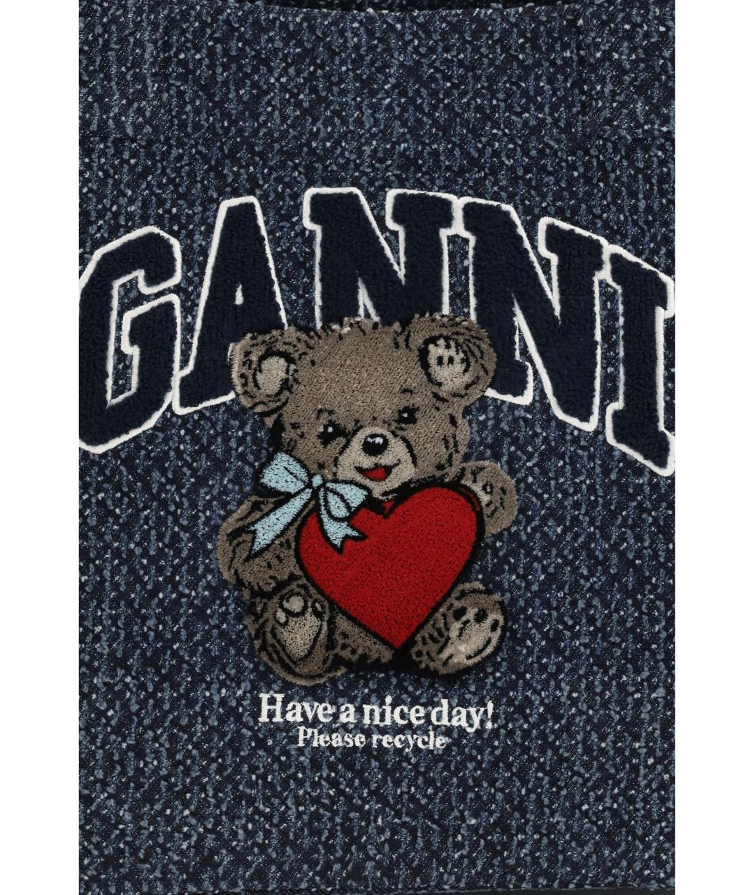 GANNI Синяя хлопковая сумка тоут, фото 4