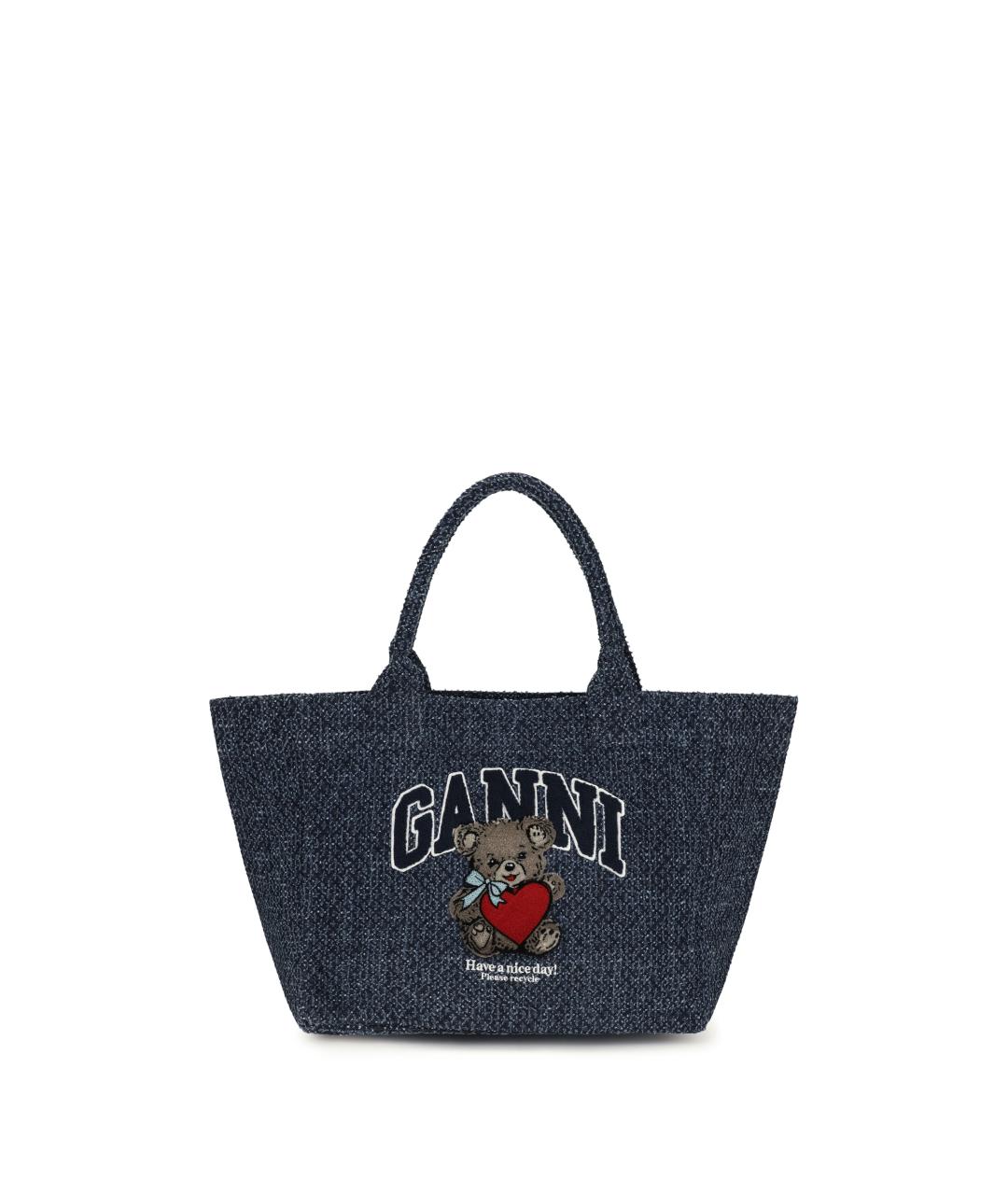 GANNI Синяя хлопковая сумка тоут, фото 1