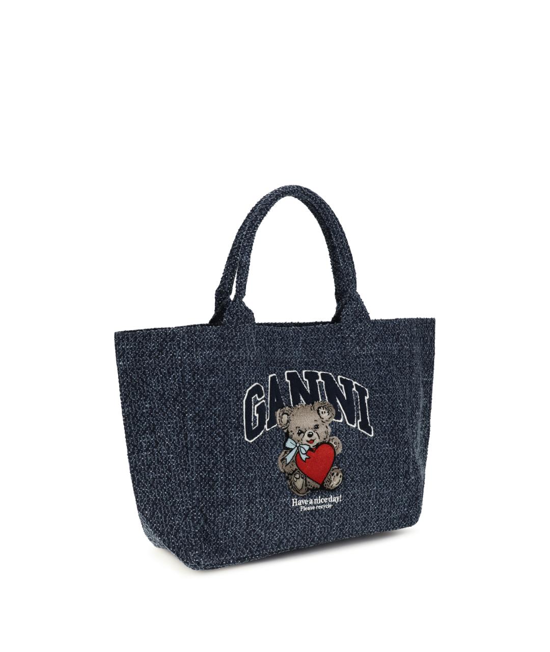 GANNI Синяя хлопковая сумка тоут, фото 2