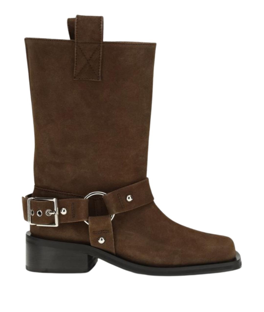 GANNI Коричневые замшевые ботинки, фото 1