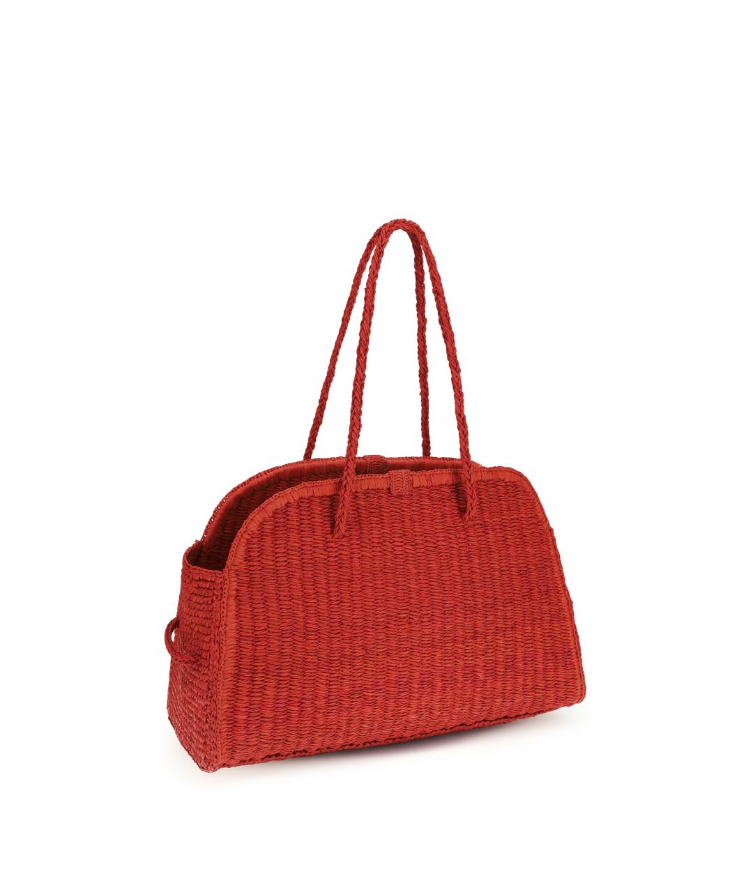 JACQUEMUS Красная пелетеная сумка тоут, фото 3