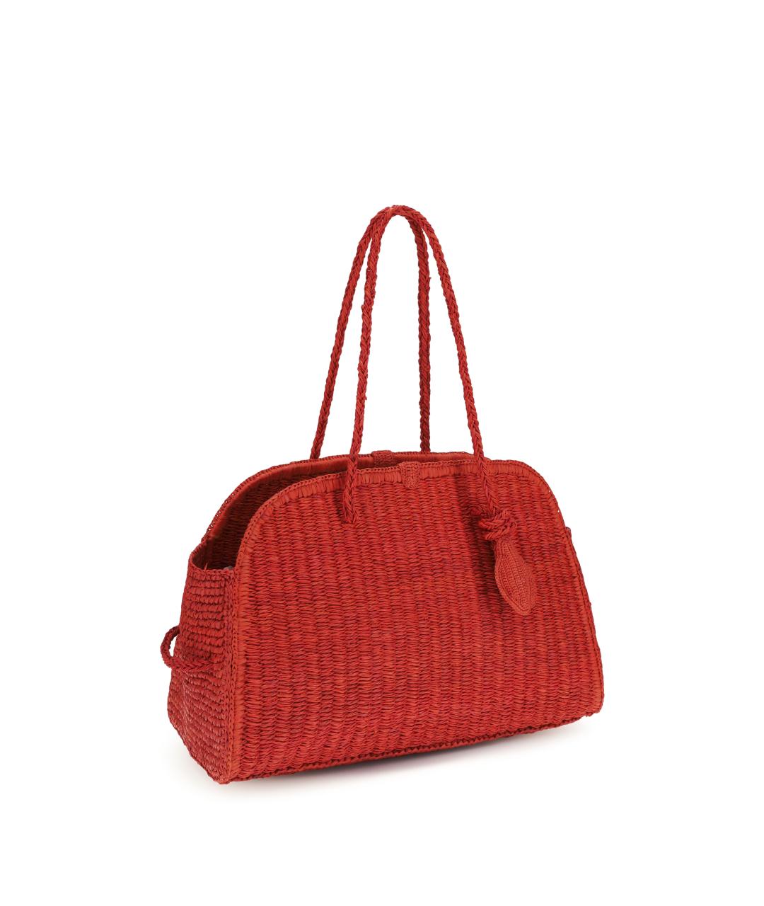 JACQUEMUS Красная пелетеная сумка тоут, фото 2