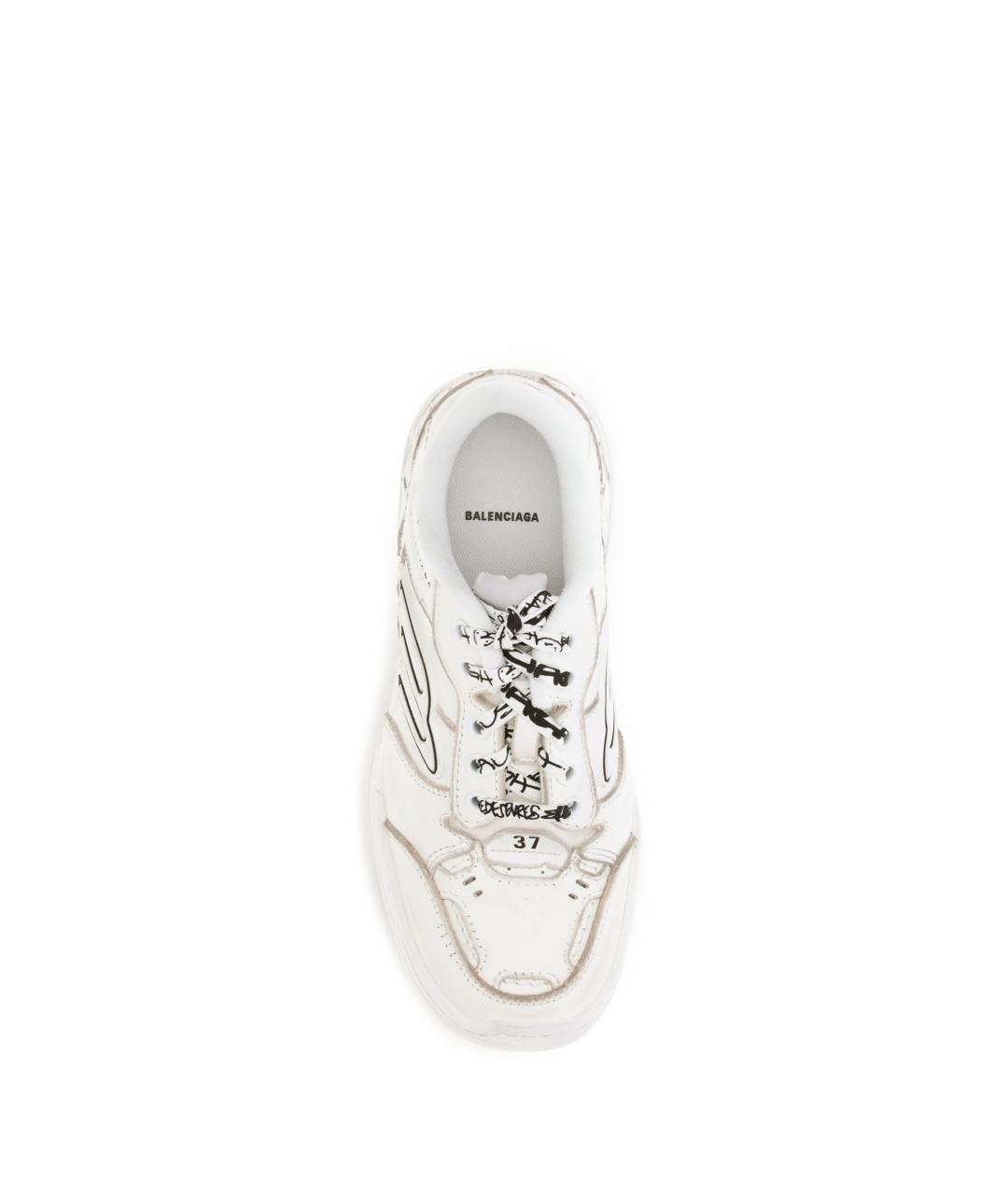 BALENCIAGA Белые кожаные кроссовки, фото 4