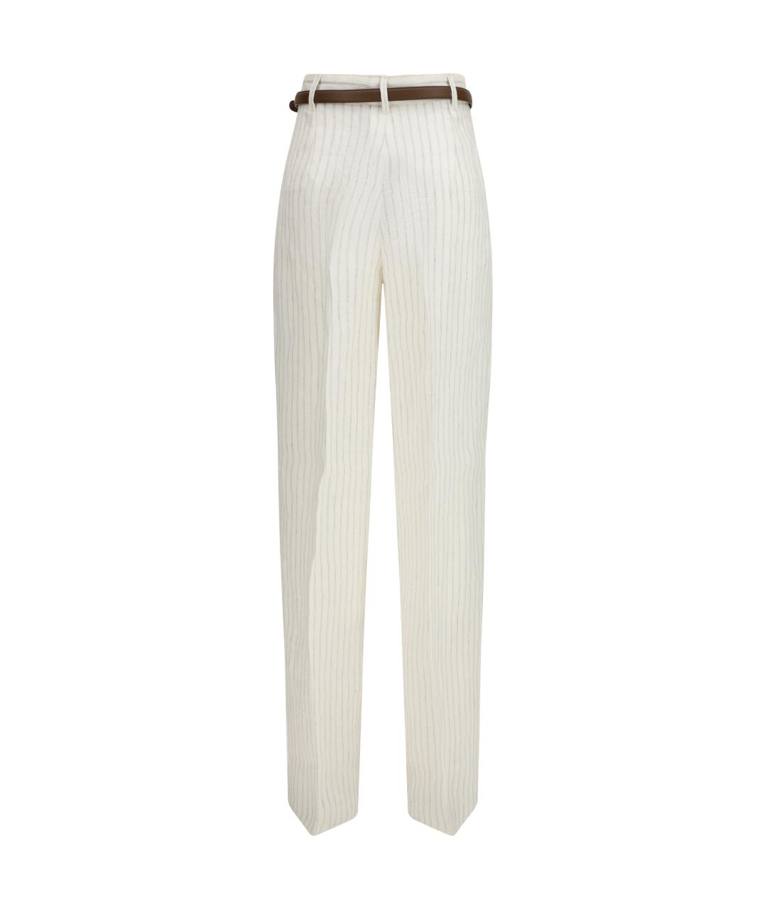 MAX MARA STUDIO Бежевые льняные прямые брюки, фото 2