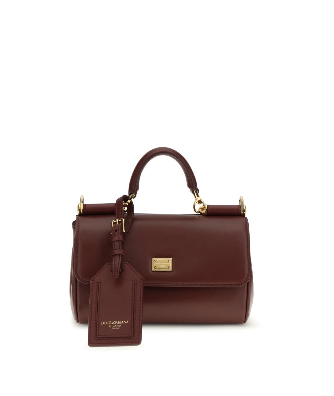 DOLCE&GABBANA Бордовая кожаная сумка тоут, фото 1