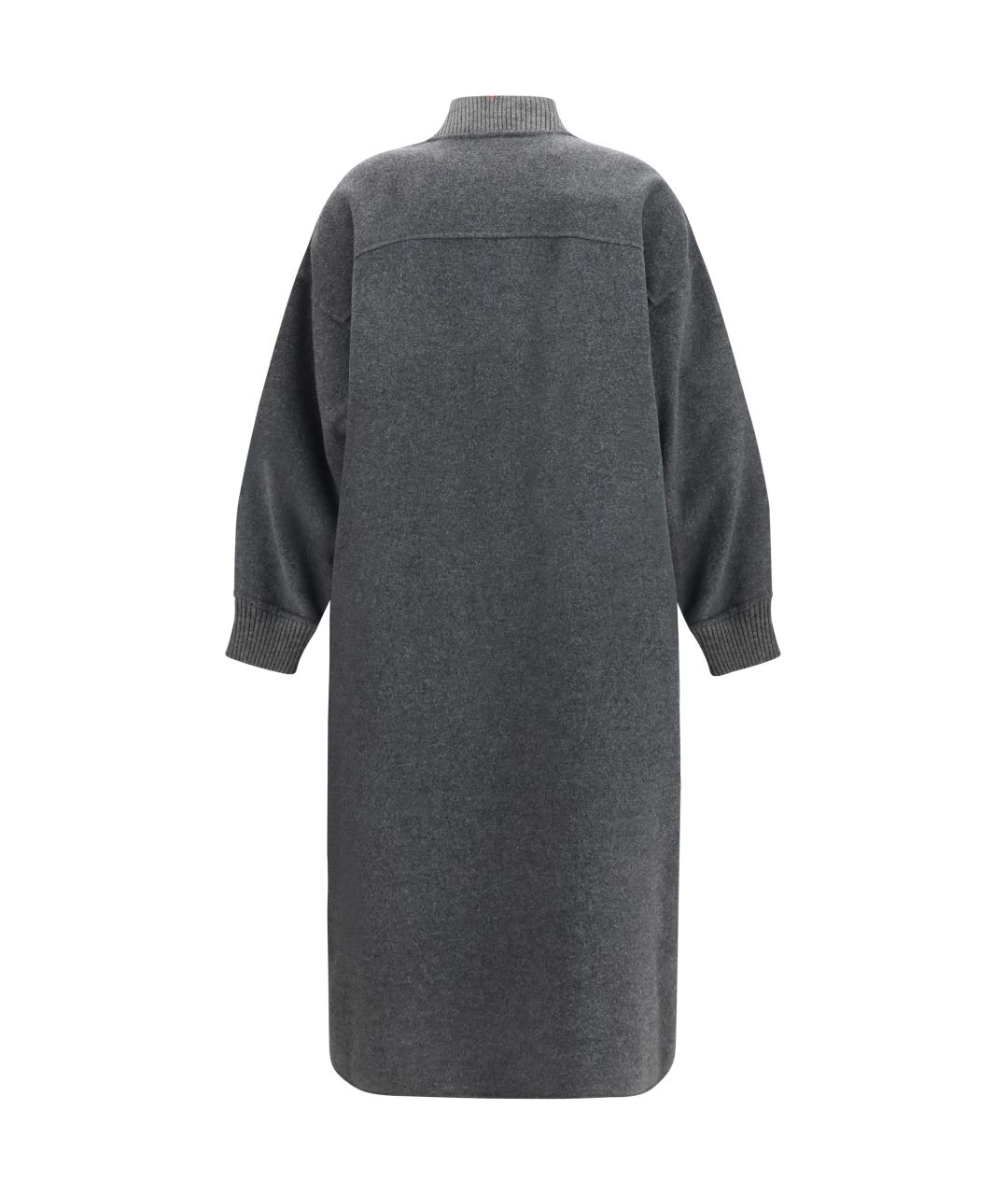 WEEKEND MAX MARA Антрацитовое шерстяное пальто, фото 2